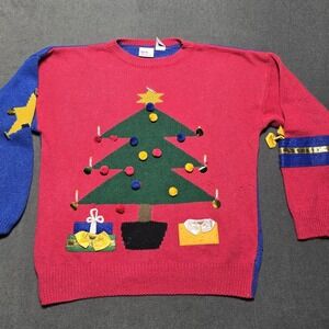 Avon Fashions Vintage Christmas Tree Holiday Novelty‎ Sweater Sz L 90s VTG